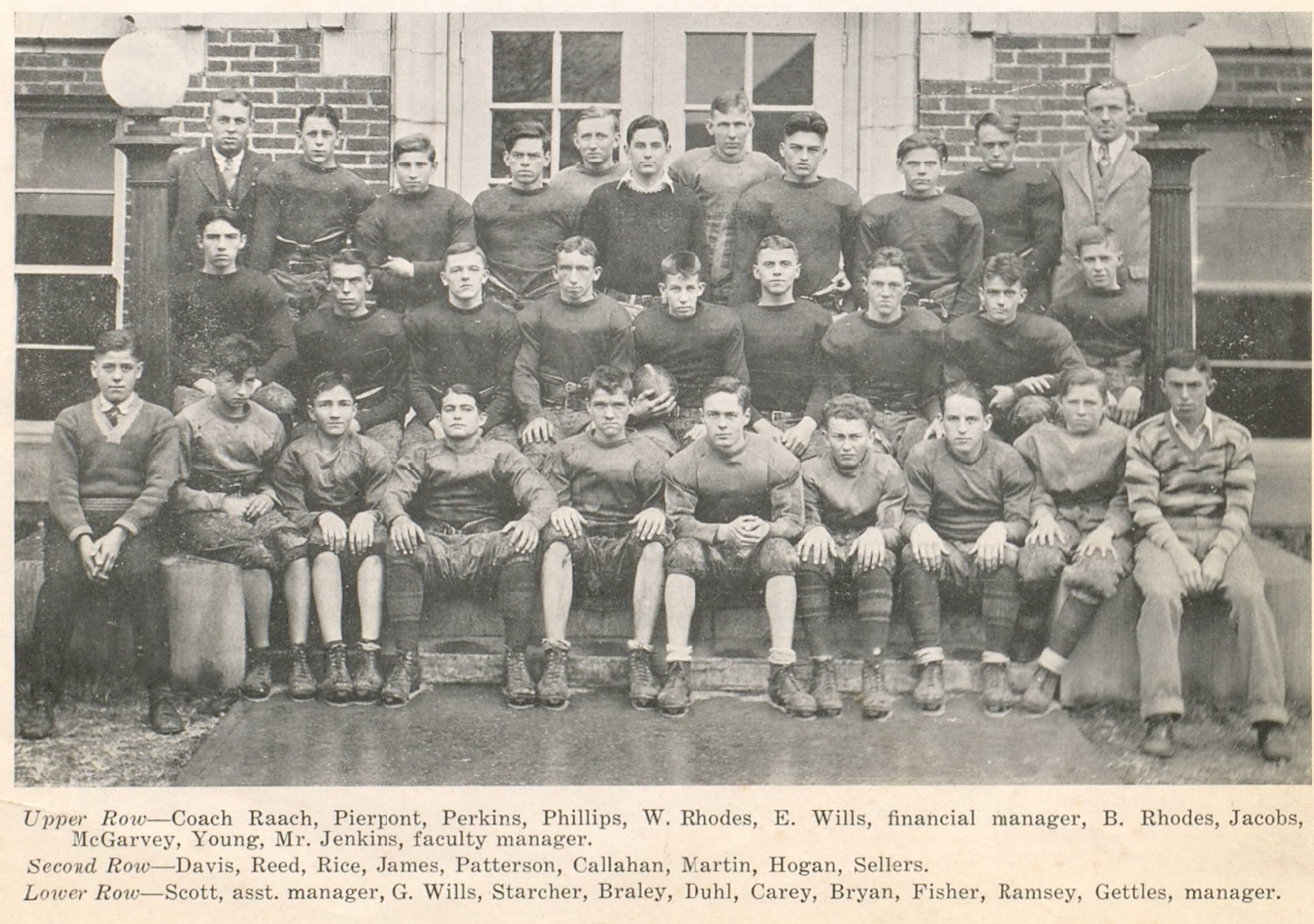 1928 Wellston High School varsity football team photograph including Charles Leo McGarvey