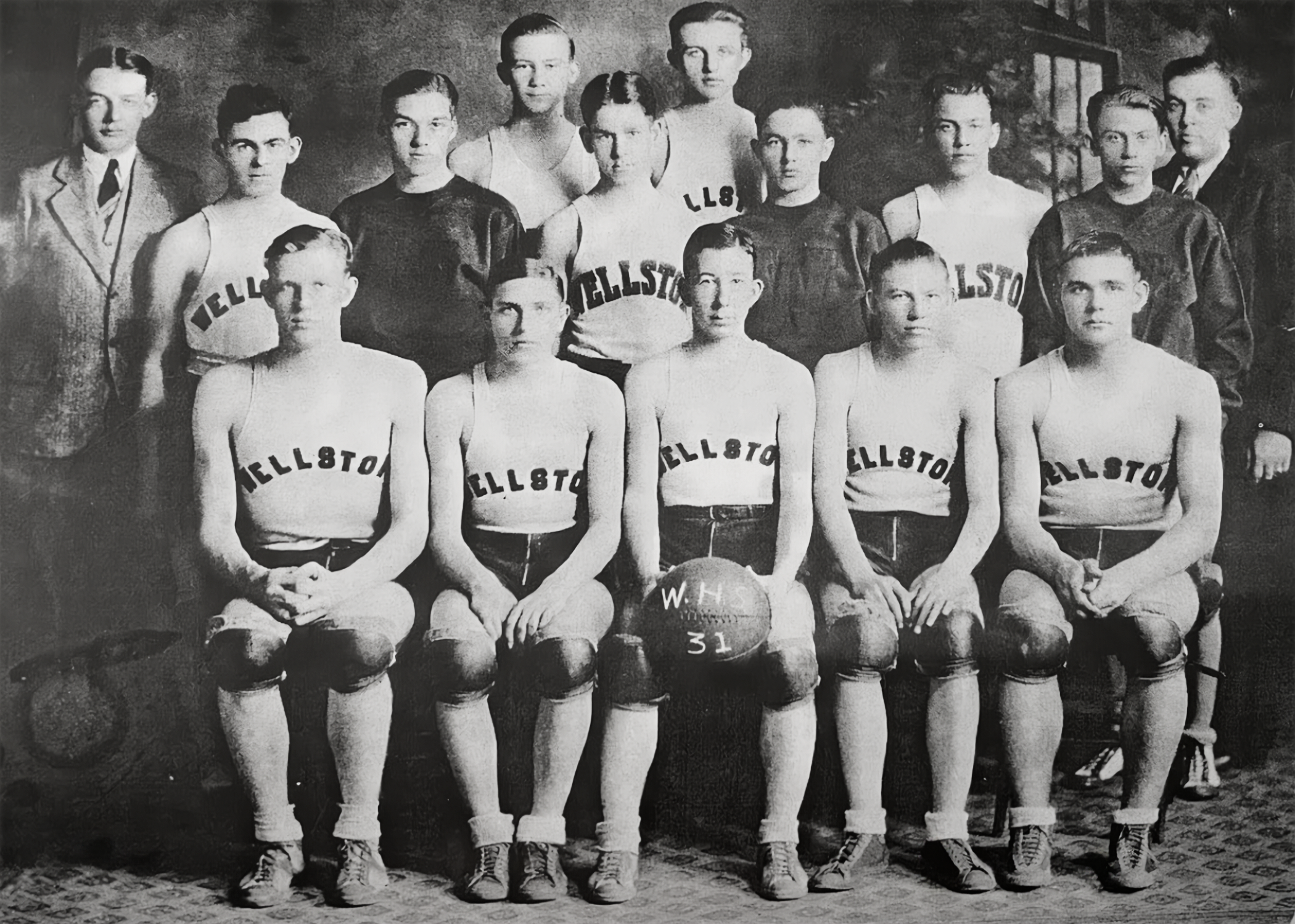 1931 Wellston High School basketball team photograph including Charles McGarvey