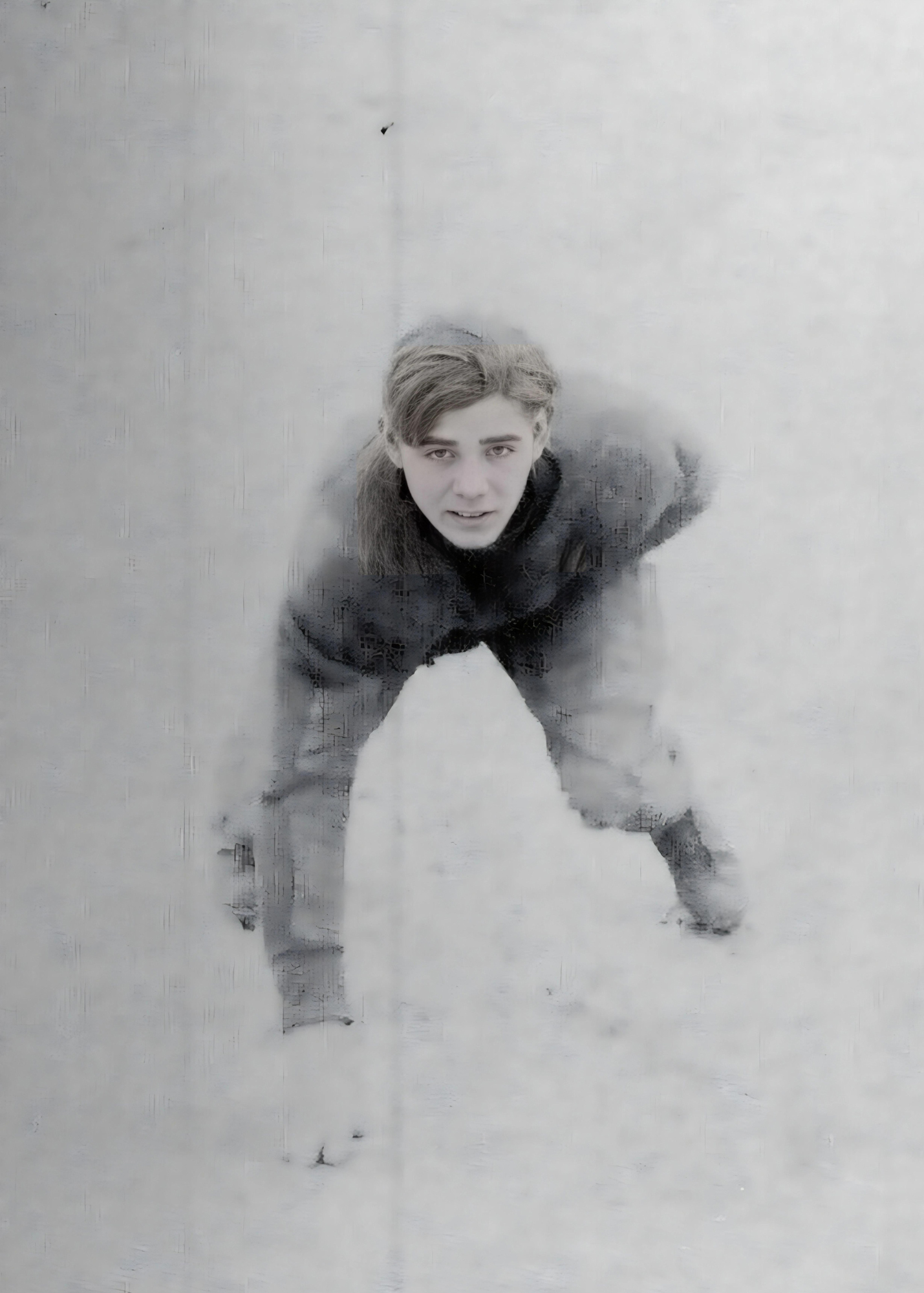 Charles Leo McGarvey in a three-point football stance