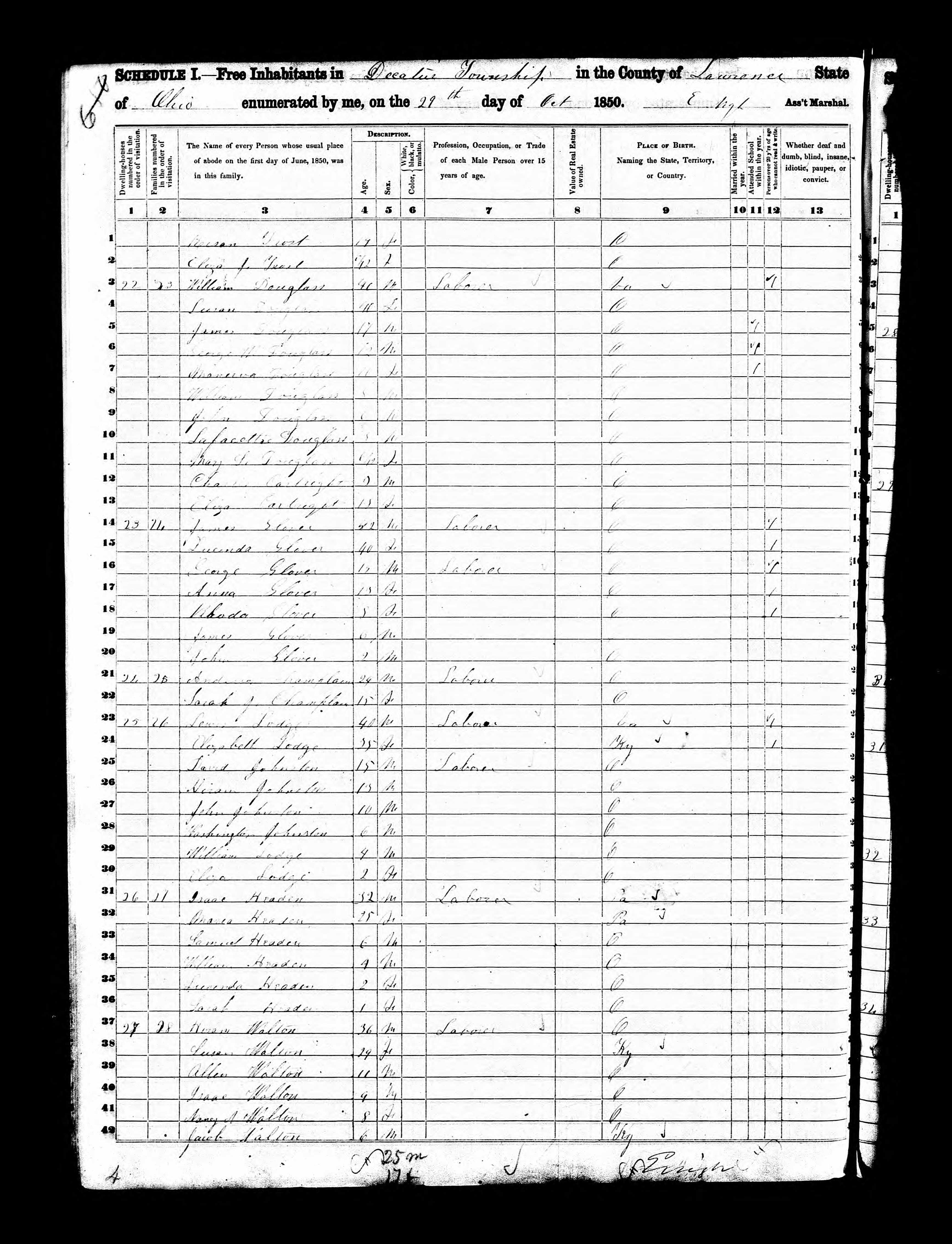 1850 census preview for Isaac Hedding