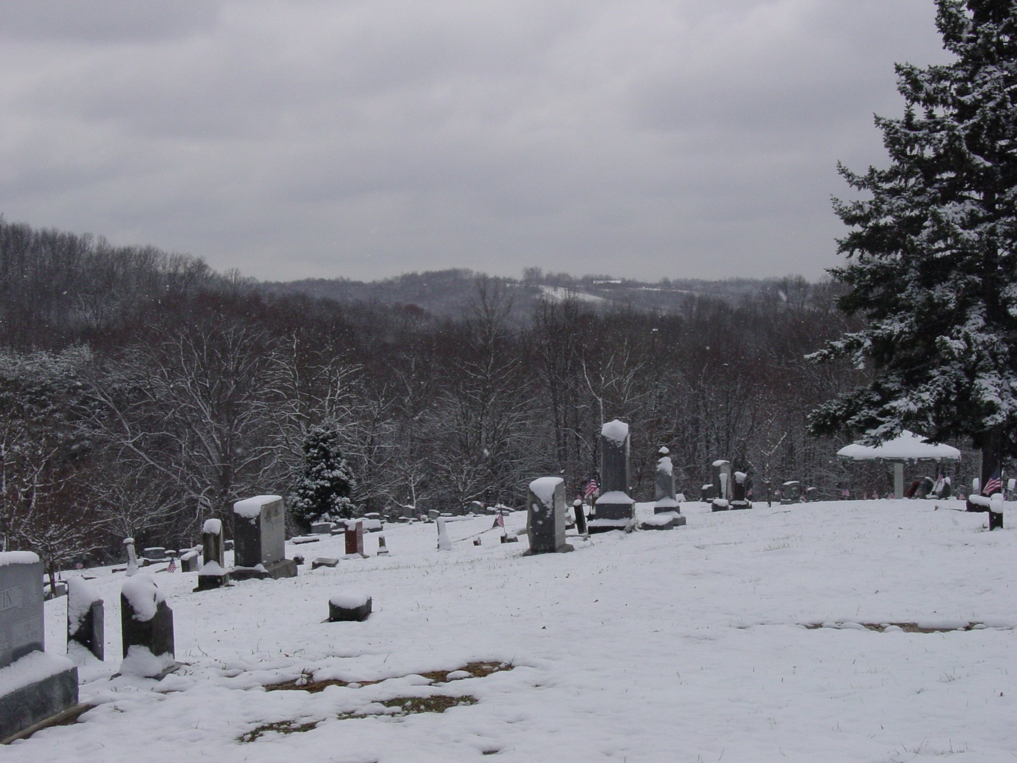 Winter view of Ridgewood Cemetery