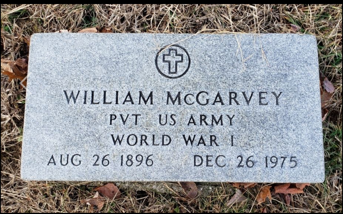 World War I gravestone for William McGarvey