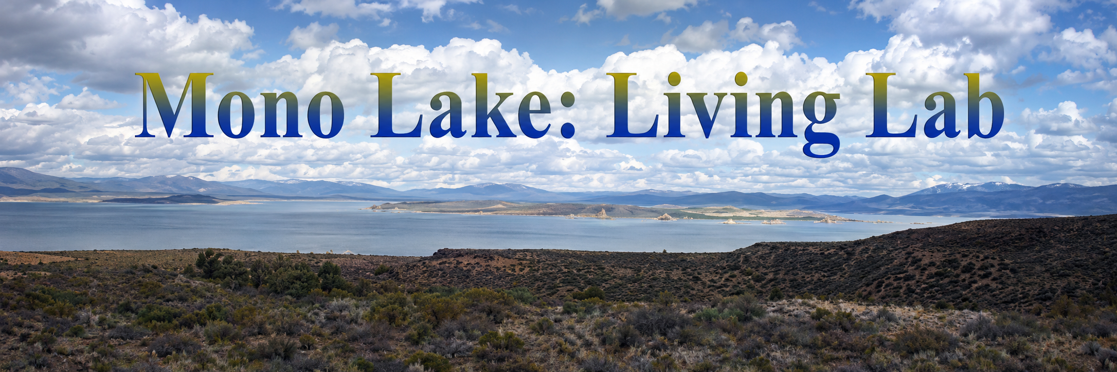 Mono Lake Living Lab panoramic header with lake and clouds